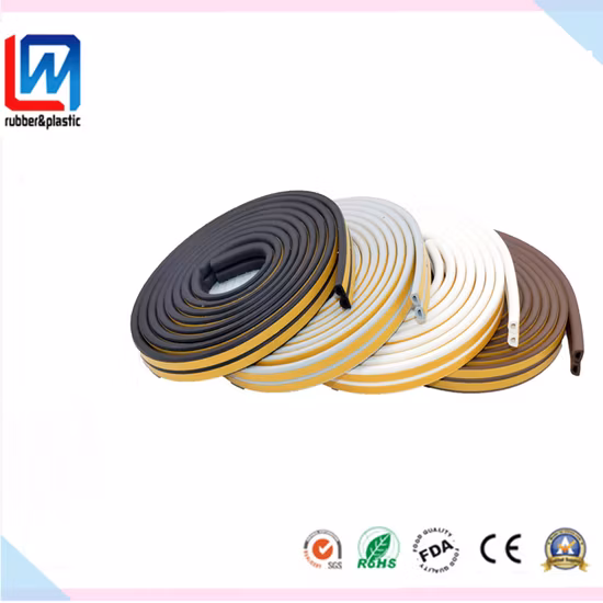 Profil d'extrusion de coupe-froid d'étanchéité en caoutchouc éponge EPDM en forme de E pour porte en bois